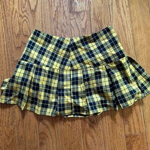 Cher from Clueless Plaid Yellow and Black Pleated Mini Skirt
